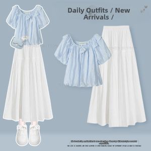 NUMEN BUTTON | Elegant and Flattering Womens Summer Short Sleeve Set With Skirt
