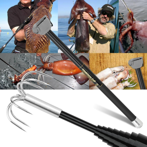 SANLIKE Fishing-Squid Gaff 3M/4M Stainless Steel Squid Gaff Seven Hooks Extendable Squids Hook Gear Retractable Squid TooL