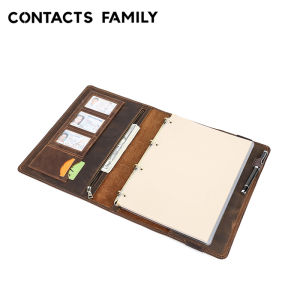 A4/A5 bằng da chính hãng Tự làm máy tính xách tay với Vòng Gắn gáy hồ sơ gia đình Folio với đồ đựng thẻ và kẹp giữ bút 