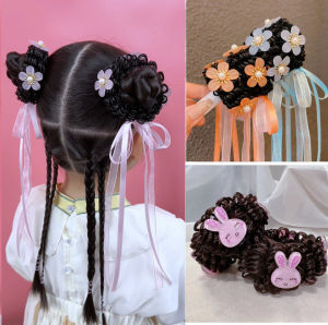 Adorable Little Girl Hair Accessories Fake Hair Bun Baby Decorative Headwear Childrens Fashion Cute Floral Hairpins