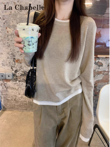 La Chapelle | Korean Style Round Neck Long Sleeve Knit Top for Women