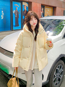 Womens Short Puffer Jacket 2025 New Korean Style Loose Thickened 90 White Duck down Winter Coat Warm Zipper Pocket Design