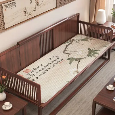 Ghế Sofa Bằng Gỗ Đỏ Phong Cách Trung Hoa Mới Đệm Ghế Bằng Lụa Băng Ghế Sofa Bằng Gỗ Nguyên Khối Mát Mẻ Quanh Năm Đệm Ghế Sofa Hanuman