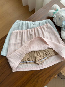LANMENGYA | Slimming High Waist A-line Anti-Flashing Flax Skirt