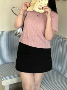 plus Size Womens Black Woolen Mini Skirt High Waist Slimming Straight A-Line Skirt Bodycon Half-length Spring Autumn Korean Style