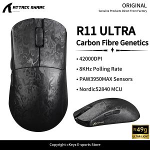 ATTACK SHARK | ATTACK SHARK R11 ULTRA Carbon Fiber Composite Mouse 8K Polling Rate Wireless Mouse PAW3950MAX Sensor and Nordic 52840 MCU for PC