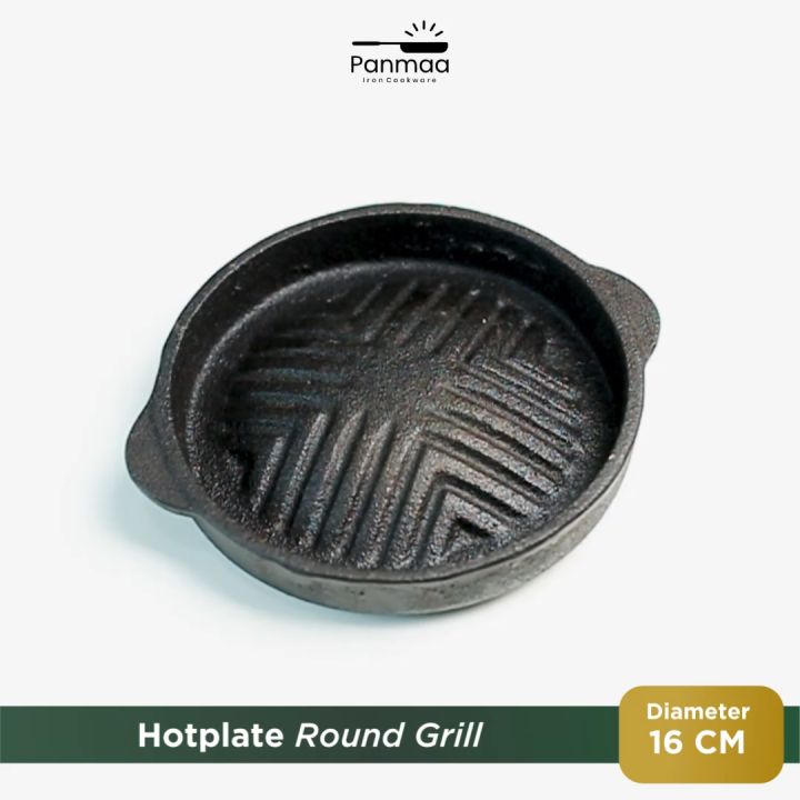 PANMAA Cast Iron Hot Plate Steak Piring Mini Round Grill (16 cm)