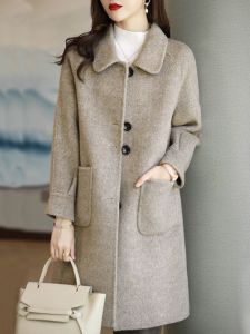 plus Size Winter Woolen Coat Womens Stylish Mid-Length Korean Style Fashionable Outerwear for Plump MM Short Girls