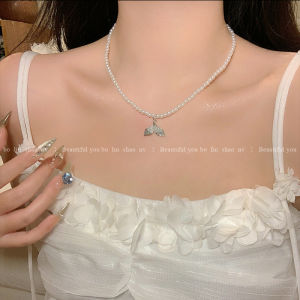 สร้อยคอรูปหางปลาคริสตัลเปลี่ยนสีพร้อมตัวปEARL สำหรับผู้หญิง สร้อยคอแบบใหม่ปี 2025 หรูหรา น้ำหนักเบา โซ่กระดูกไหปลาร้า สร้อยคอ อุปกรณ์ตกแต่ง