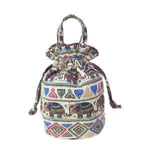 Casual Canvas Womens Bag Drawstring Fabric Art Handbag round Lunchbox Style Coin Purse Makeup Bag Leisure Tote Bag
