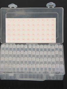 128/64 Small Checkered Diamond Painting Separately Packed Case Bead Container Set Diamond Painting Storage Box Square Bottle Transparent