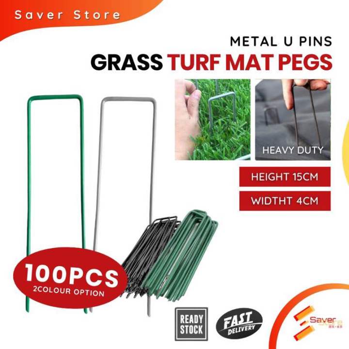 100Pcs Metal U Pins Nail Paku Rumput Galvanised Artificial Grass Turf