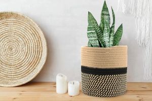 8/10/12 inch Woven Cotton Rope Plant Basket for Flower Pot Floor Indoor PlantersStorage Organizer Basket Rustic Home Decor