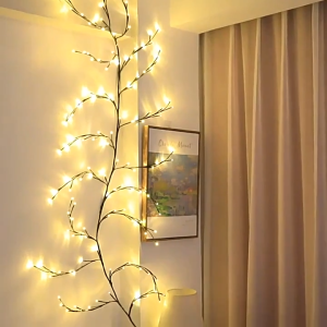 Bendable Willow VineLights Branch Lights USB Rattan Tree DecorativeLight Night Light For Wall Bedroom IndoorOutdoor Tree Branch Lights Room layout flickering lights Vine Fairy StringLights Christmas Silver Wire String Fairy Lamp for Bedroom Party Wedding