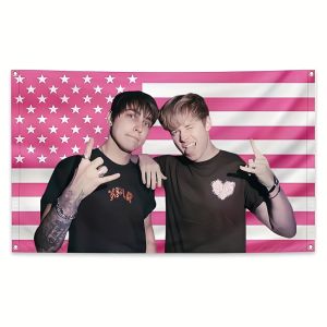 1pc Jake & Johnnie Sam Colby American Flag Tapestry Pink with Stars Stripes Design Perfect for College Dorm Bedroom