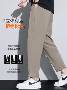 กางเกงขายาวทรงตรงสำหรับผู้ชาย กางเกงขายาวทรงหลวมสบาย ๆ สไตล์ใหม่ ฤดูใบไม้ร่วง/ฤดูหนาว ชุดทำงานสีพื้น