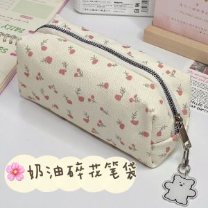 Ins Cream Floral Pen Bag Large Capacity Pencil Case Creative Student Storage Bag Pencil Case Pouch for SchooI cheap things for school