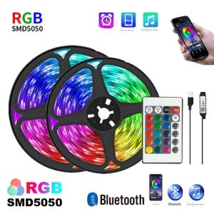 Đèn LED Dải RGB Có Điều Khiển Bằng Ứng Dụng Thay Đổi Màu Sắc SMD5050 5V Điều Khiển Từ Xa Bluetooth 24 Phím Để Trang Trí Phòng Chiếu Sáng TV