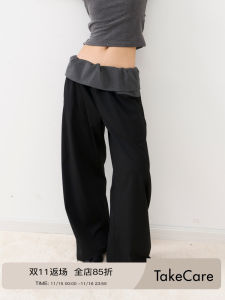 TakeCare Double Wear Drawstring Waist Casual Pants Draped Loose Fit Summer Long Trousers Womens High Waist Wide Leg Pants