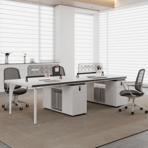 Modern Minimalist Office Desk Screen Combination Single Person Office Desk Chair with Cabinet Straight Shape Office Furniture