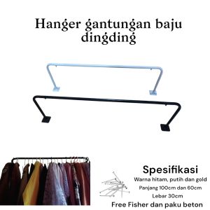 Gantungan Baju dinding/Gantungan Baju tembok Panjang 120cm dan 100cm lebar 30cm Sudah termasuk paku beton