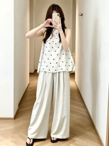 SENWA | Bộ Trang Phục Vải Linen Đốm Trắng Phong Cách Hàn Quốc Thoáng Mát Mùa Hè