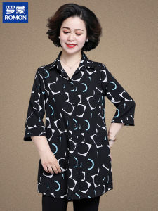 Áo Sơ Mi Mùa Hè Cho Bà Mẹ Rombomùa Hè Tay Lửng Áo Khoác Mỏng Cho Phụ Nữ Trung Niên Và Cao Tuổi Thời Trang Thường Ngày Chất Liệu Polyester