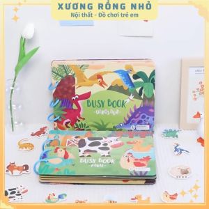Combo 2 quyển Học liệu bóc dán tiếng anh chủ đề Nông trại Khủng long  sách bóc dán Farm dinosaur-Xương rồng nhỏ