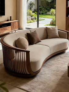 New Chinese Style Sofa High Quality Black Walnut Wood Living Room Fabric Modern Simple Home Use Solid Wood Sofa