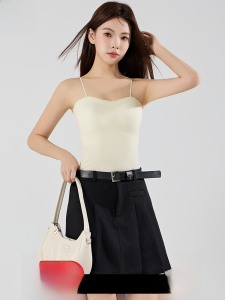 Miiow | Ice Silk Strap Vest Womens Summer Thin Pad Chest Exposed Slim Sleeveless Top Inner Wear Sweet Style Four Seasons Universal