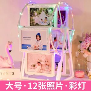 3R Ferris Wheel Photo Frame with Colored Lights Desktop Decorations Holiday Couple Gifts Holds 6/12 Photos