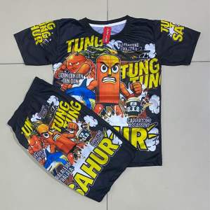 Baju TUNG TUNG SAHUR untuk anak usia 2 sampai 12 tahun setelan tung tung sahur