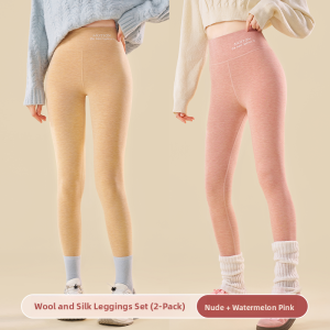 MiiOW | High Waist Thickened Fleece Womens Autumn Pants Silk Warmth Bamboo Fiber Elastic Waist Long Pants For Winter Underwear