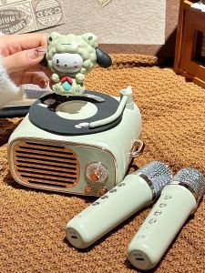 Pacha Dog Melody Bluetooth Speaker Microphone Integrated Karaoke Soundbox Record Player Black Vinyl Gift for Birthday