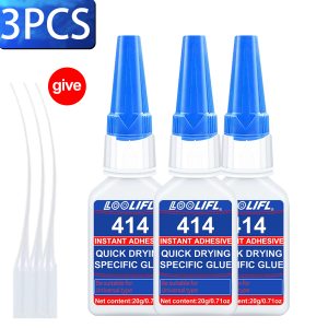 LOOLIFL | Instant Adhesive 414 Quick Dry Super Glue Extra Strong Multi-Purpose Cyanoacrylate for Plastic Glass Metal Repair Bonding Tool