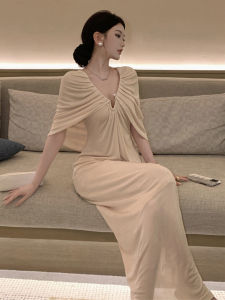 Early Autumn Dress 2025 New Pure Desire French Style Long Dress Womens Name Lady Fashionable High Waist A-Line Gown Skirt