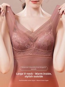 Warm Thermal Vest Womens One-Piece Seamless Design with Chest Pad No Bra Needed Slimming Effect Large Size Base Shirt