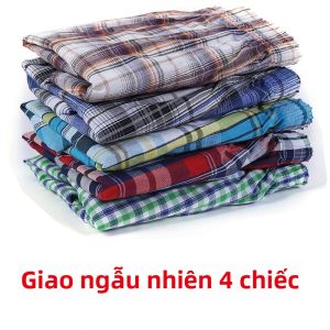 4 Cái/lô Nam 100% Cotton Kẻ Sọc Quần Lót Boxer Thường Ngày Sọc Thoải Mái Đồ Ngủ Quần Lót Homewear Quần Lót Đi Biển