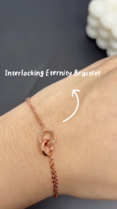 MILLENNE Made For The Night Forever Linked Cubic Zirconia Rose Gold Bracelet with 925 Sterling Silver