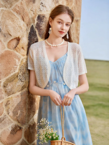 XIANGYING | Short Lace Semi-See-Through Breathable Blouse