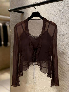 ZHILU | Vintage Ruffle Sheer Lace-up Breathable Sunscreen Jacket