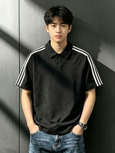 CHENMU | Black Stripes Polo T-Shirt