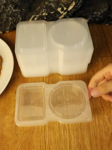 20Pcs Reusable Snack Container 2 Compartment Container Transparent Plastic Condiment ContainerBekas Makanan Budak