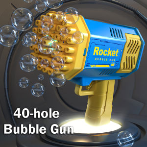 YF Mini 40-hole Bubble Gun Gatling Lighting Child Toys Rocket Bubble Gun Kids Outdoor Toys Summer Fan FY