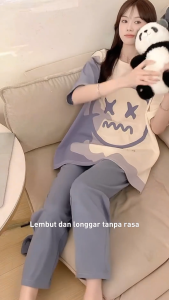 Baju tidur plus size Pajamas short sleeve long pants suit two cartoon household clothes night dress T360