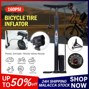 MTB Bicycle Pump Tire Inflator 160PSI/140PSI Schrader Presta Valve Pump Football Basikal Bola Balloon Bicycle Foot Pedal Pumps Accessories