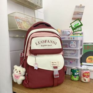 Tas Luofanni HappyDay / Ransel Backpack Wanita Terbaru / Tas Sekolah SD SMP SMA Fashion Korean Cewek Perempuan Hitam