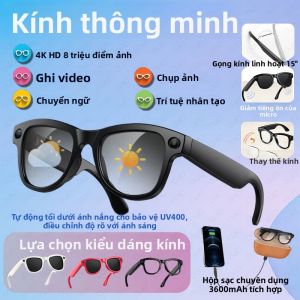 Kính Thông Minh 2025 Dành Cho Nam & Nữ Với Camera Nhận Diện Ảnh AI Gọi Bluetooth & Dịch Giọng Nói Kính Râm 800W 32GB 290mAh