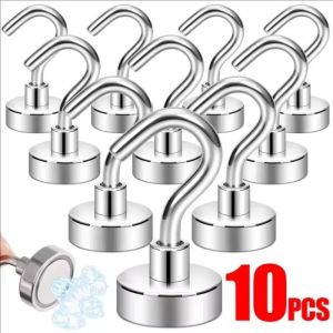 10pcs Heavy Duty Magnetic Hook for Refrigerator / Neodymium Hanging Hanger / Multipurpose Storage Hooks