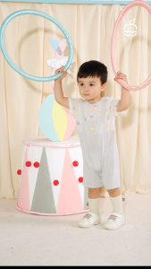 Body cộc tay La Pomme giả yếm cute animal - Sợi Petit Soyeu thoáng mát – Bé trai - 3M - 12M
